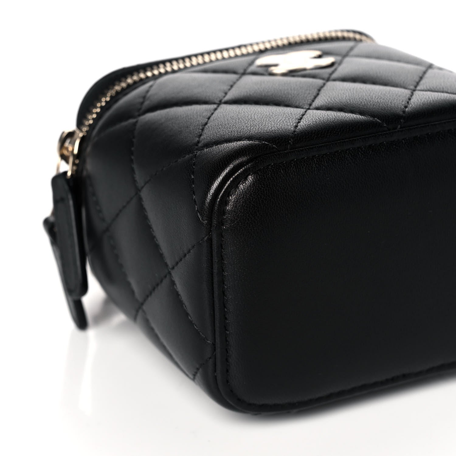 Chanel Lambskin Quilted Top Handle Mini Vanity Case With Chain Black 9 of 12