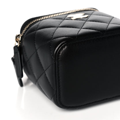 Chanel Lambskin Quilted Top Handle Mini Vanity Case With Chain Black 9 of 12