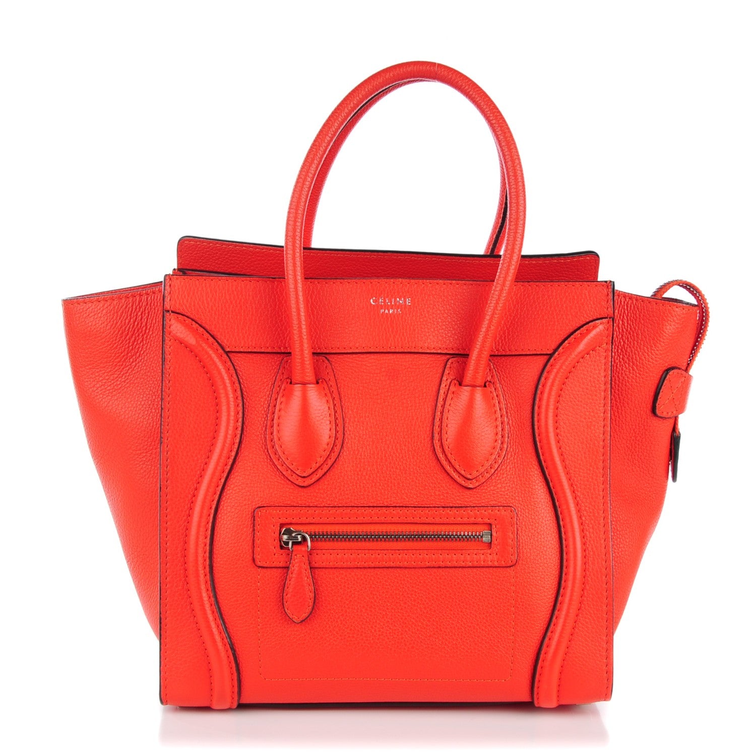 Celine Drummed Calfskin Micro Luggage Vermillion 1 of 8
