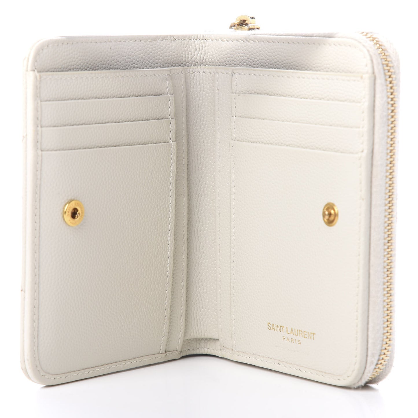Grain De Poudre Matelasse Chevron Monogram Compact Zip Around Wallet Crema Soft