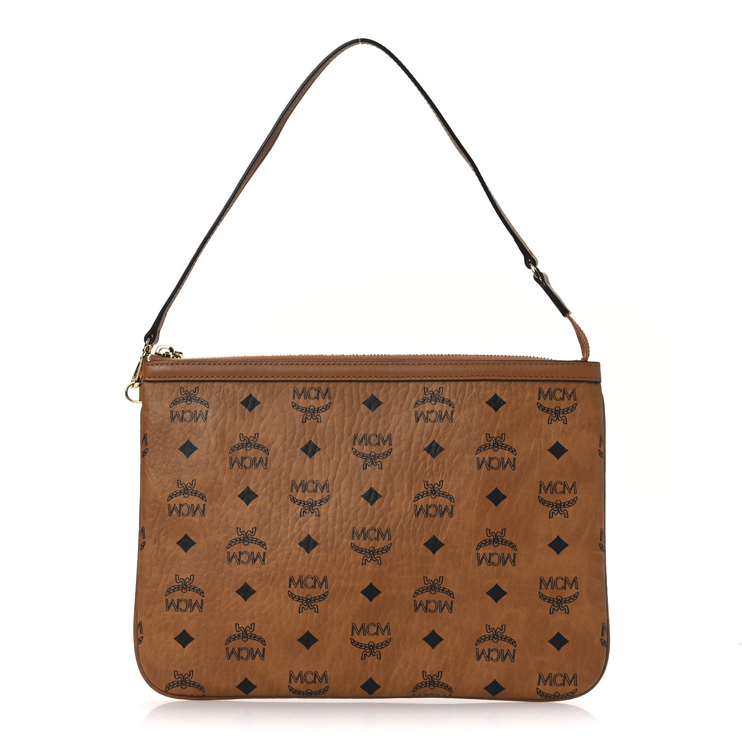 MCM Visetos Liz Shopper Tote Pouch Cognac 1 of 9