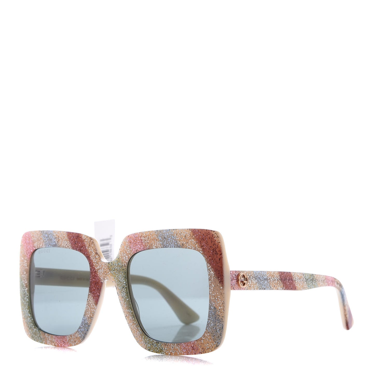 Square Frame Stripe Glitter GG0328S Sunglasses Ivory Multicolor