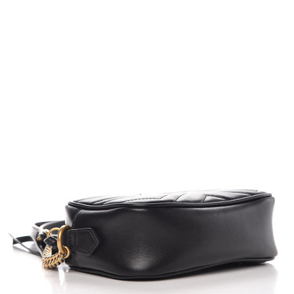 Gucci Calfskin Matelasse Mini GG Marmont Chain Shoulder Bag Black 4 of 8