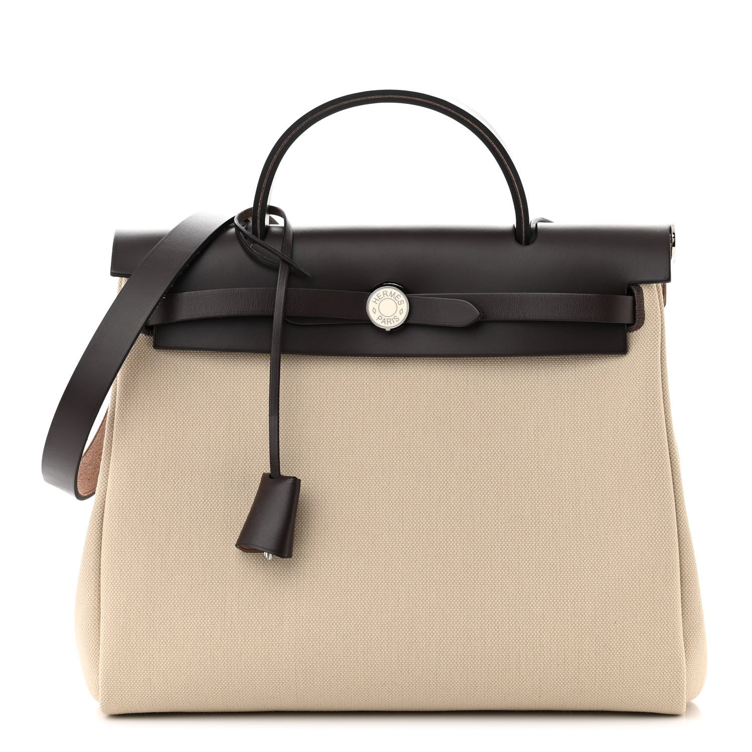 Hermes Military Toile Vache Hunter Herbag Zip Retourne 31 PM Beton 1 of 12
