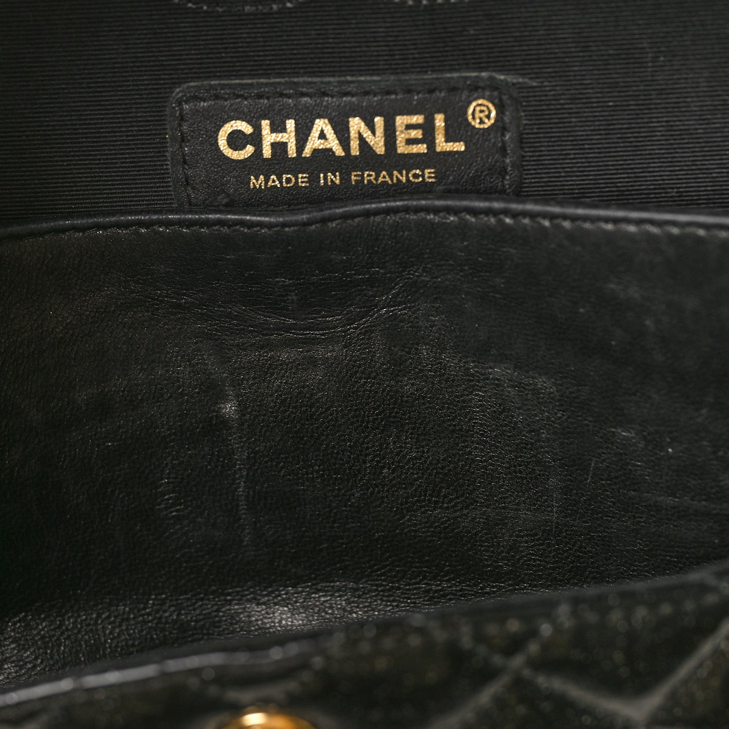 Patent Quilted Sparkle Glitter Medium Double Flap Black
