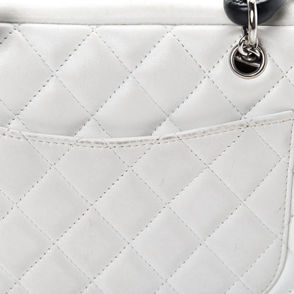 Chanel Calfskin Quilted Large Cambon Bowler White Black 14 of 17