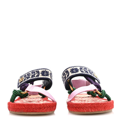 Valentino Garavani Embroidered Jacquard Grosgrain Cord Vg Lake Powell Velcro Espadrille Sandals 37 3 of 9