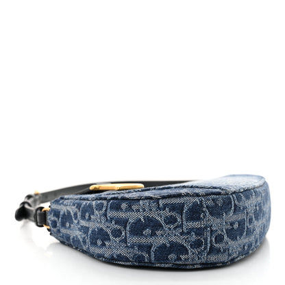 Christian Dior Denim Oblique Jacquard Saddle Rodeo Pouch Blue 4 of 11