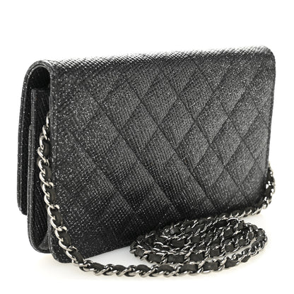 Chanel Glitter Calfskin Quilted Wallet on Chain WOC Black 3 of 12