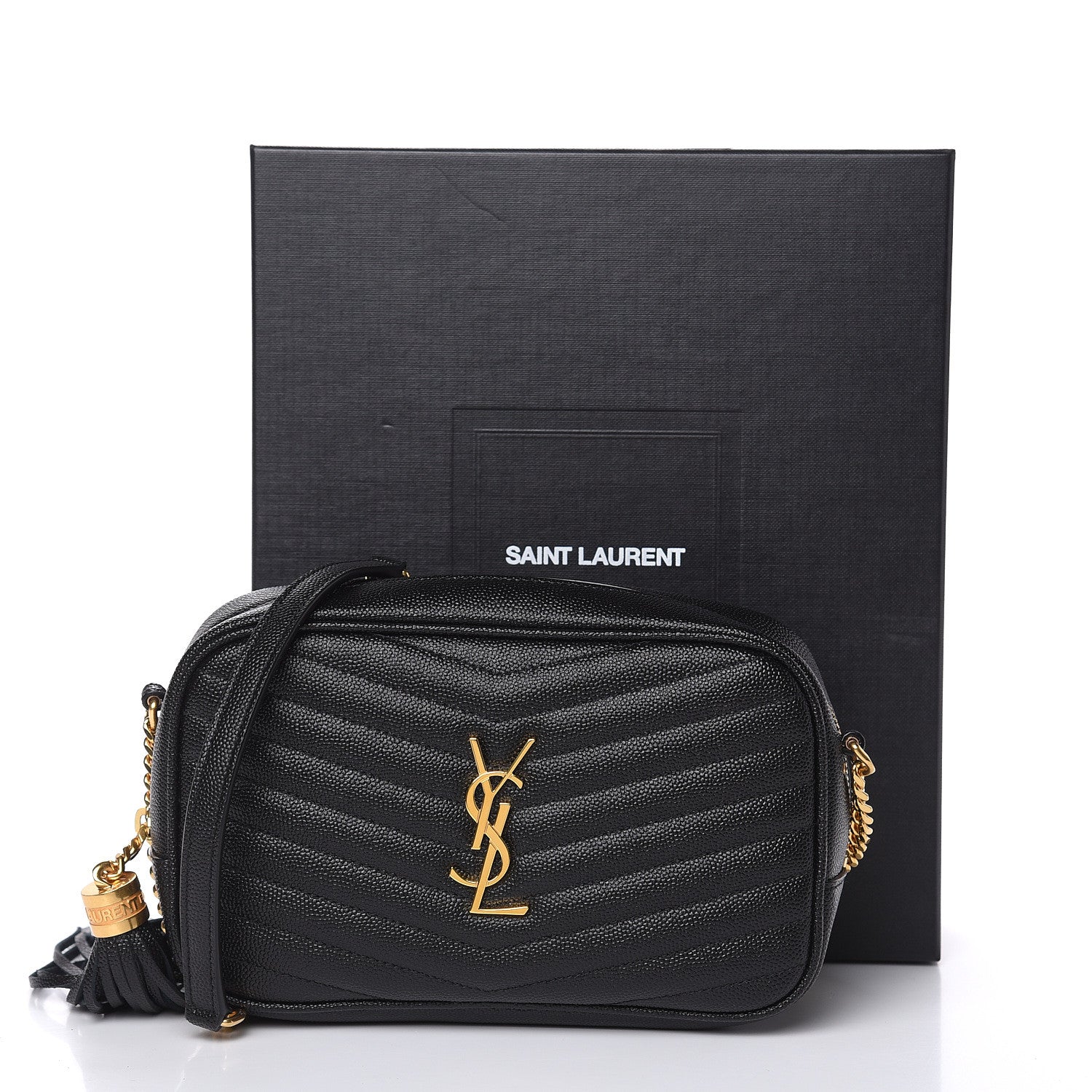 Saint Laurent Grain De Poudre Matelasse Monogram Mini Lou Camera Bag Black 10 of 10