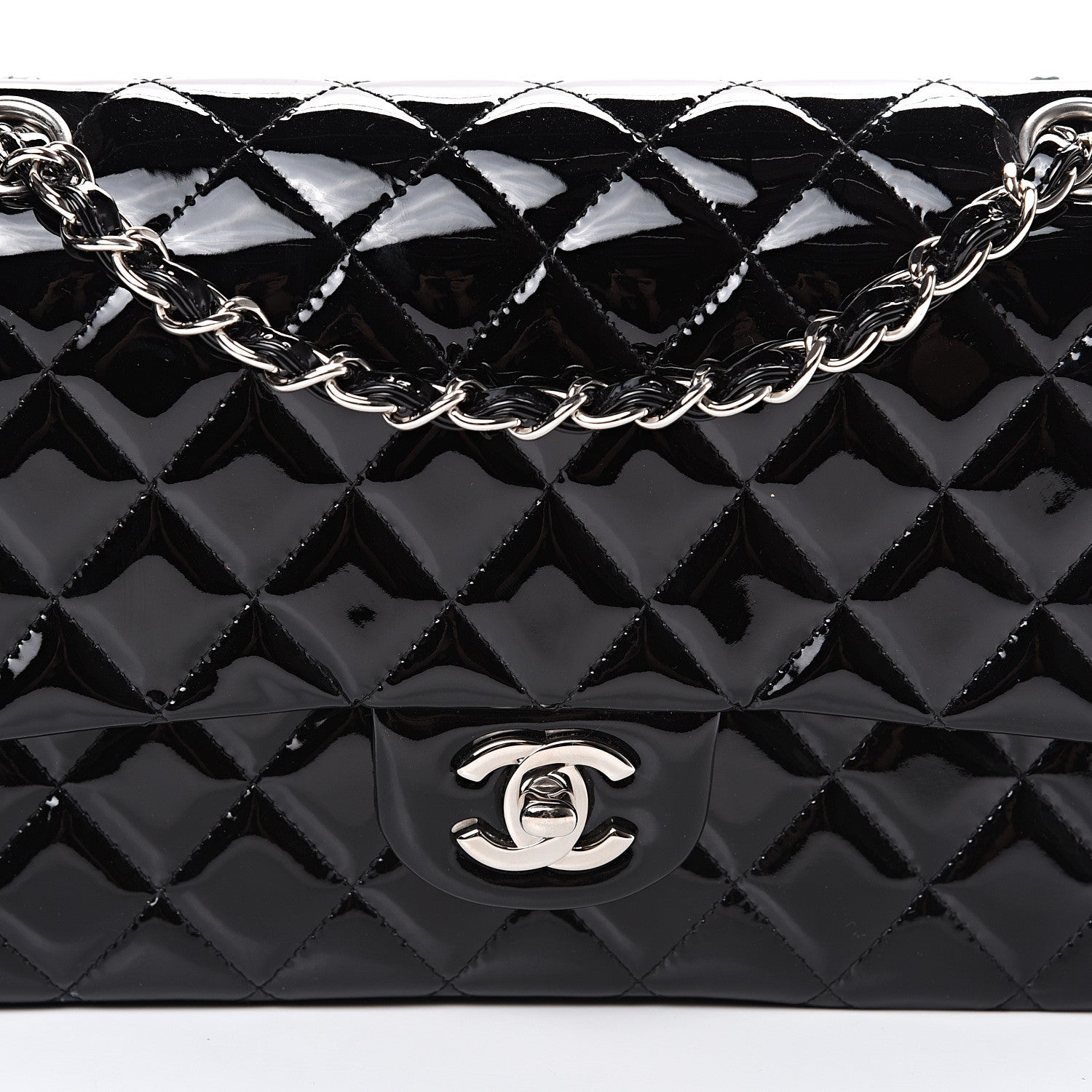 Chanel Patent Quilted Medium Double Flap Black 10 of 12