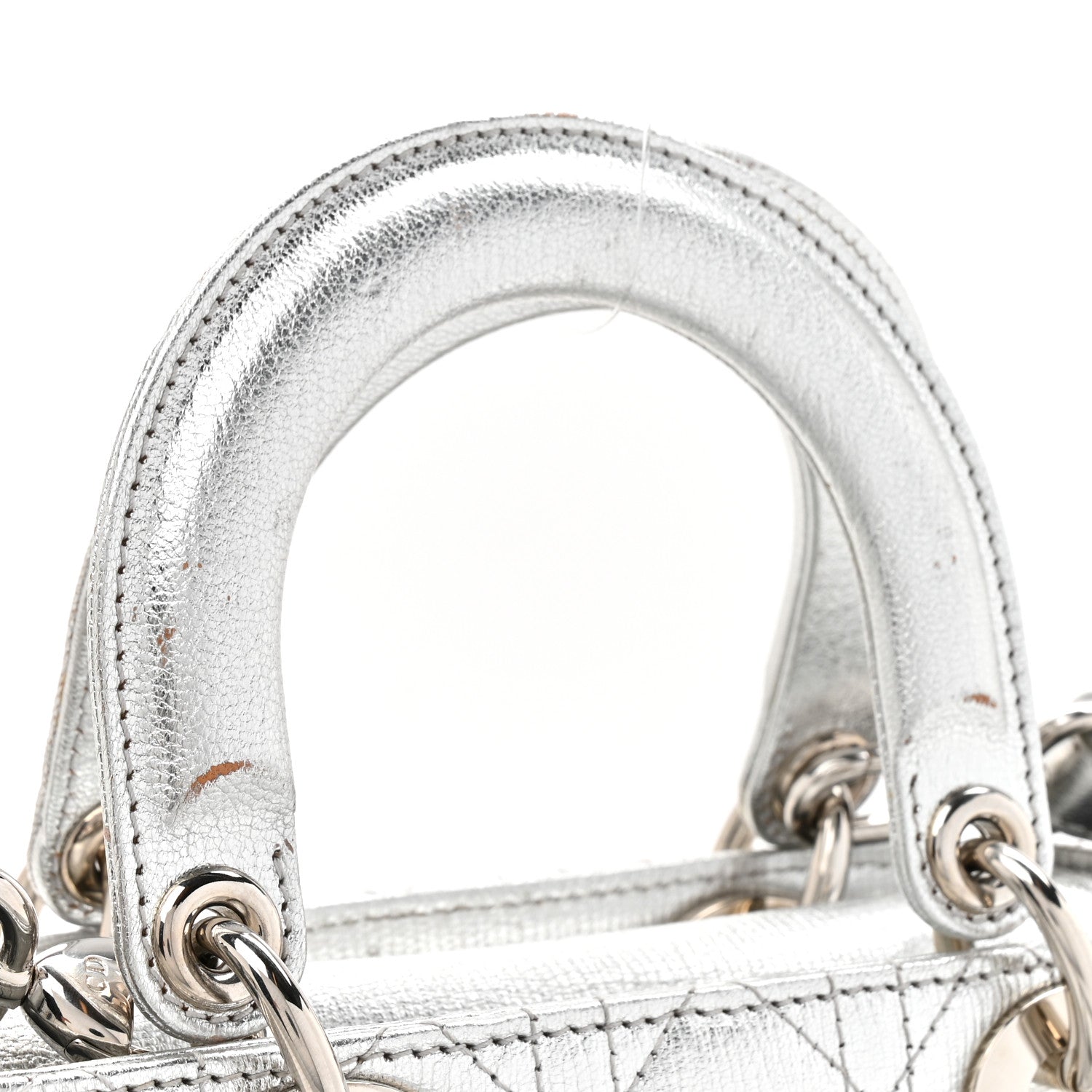 Christian Dior Metallic Grained Calfskin Cannage Small Lucky Badges My Lady Dior Silver 14 of 14