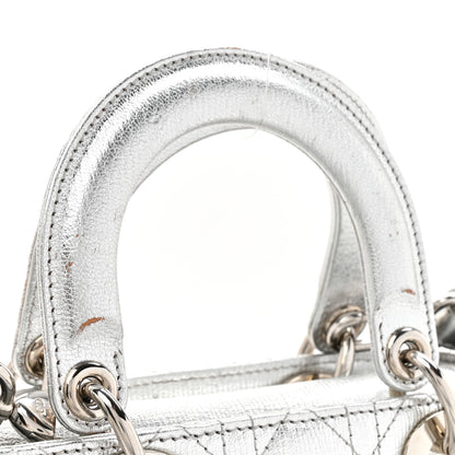 Christian Dior Metallic Grained Calfskin Cannage Small Lucky Badges My Lady Dior Silver 14 of 14