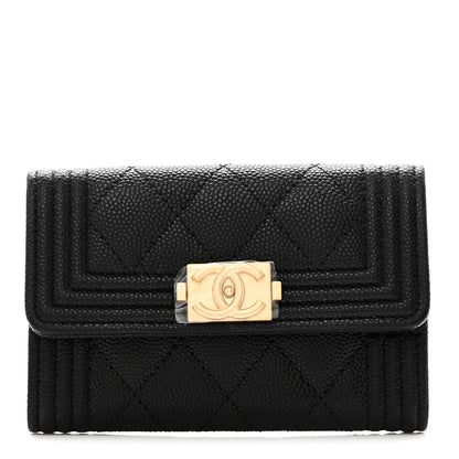 Chanel Caviar Quilted Boy Flap Card Holder Black 1 of 10