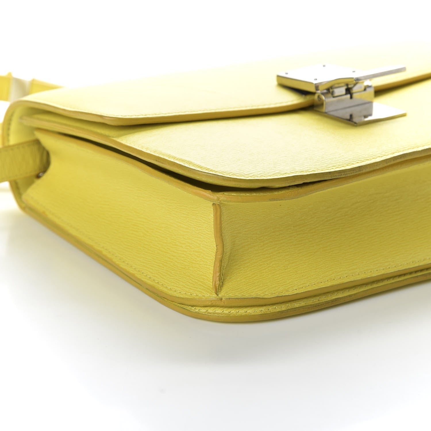 Celine Liege Calfskin Medium Classic Box Flap Bag Fluo Yellow 8 of 10