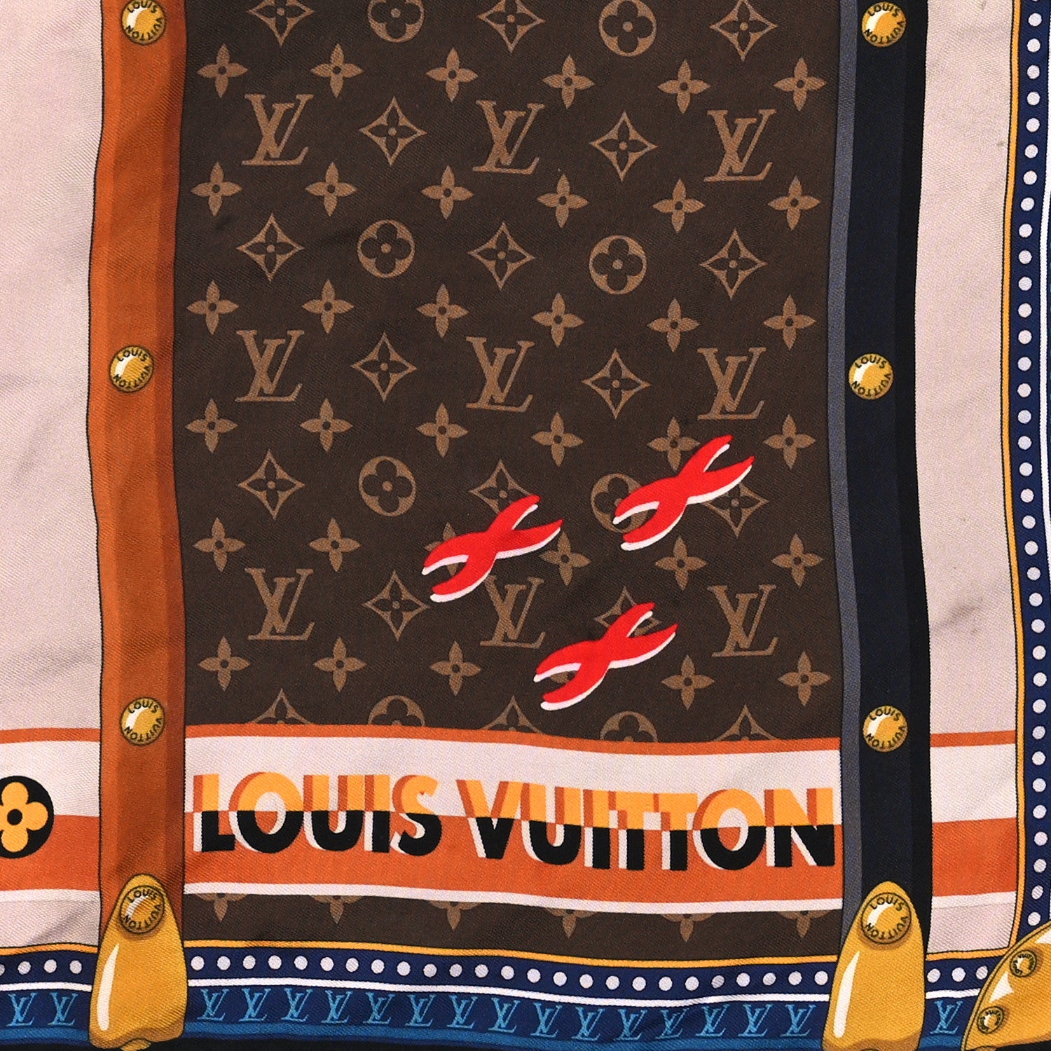 Louis Vuitton Silk Monogram Trunk In Love Square 45 Scarf Brown 2 of 3