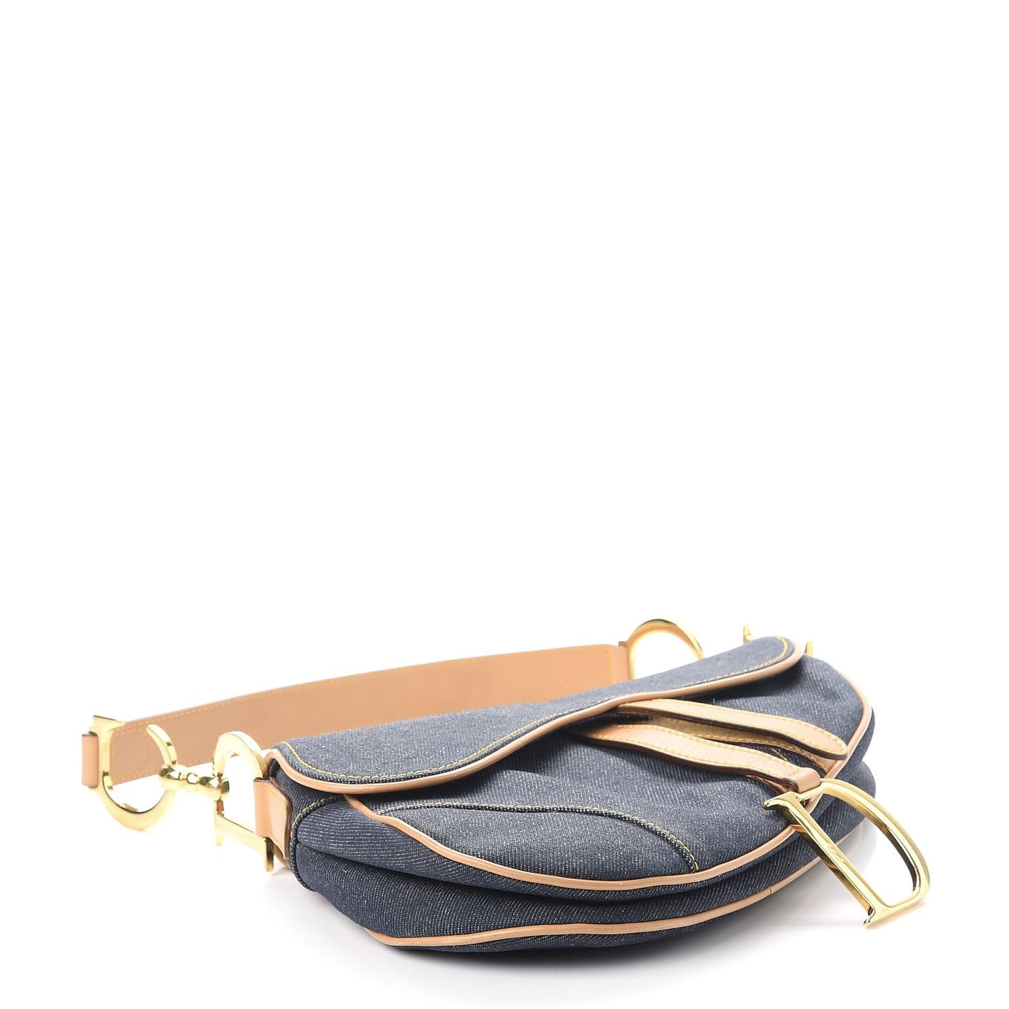 Denim Calfskin Saddle Bag Blue