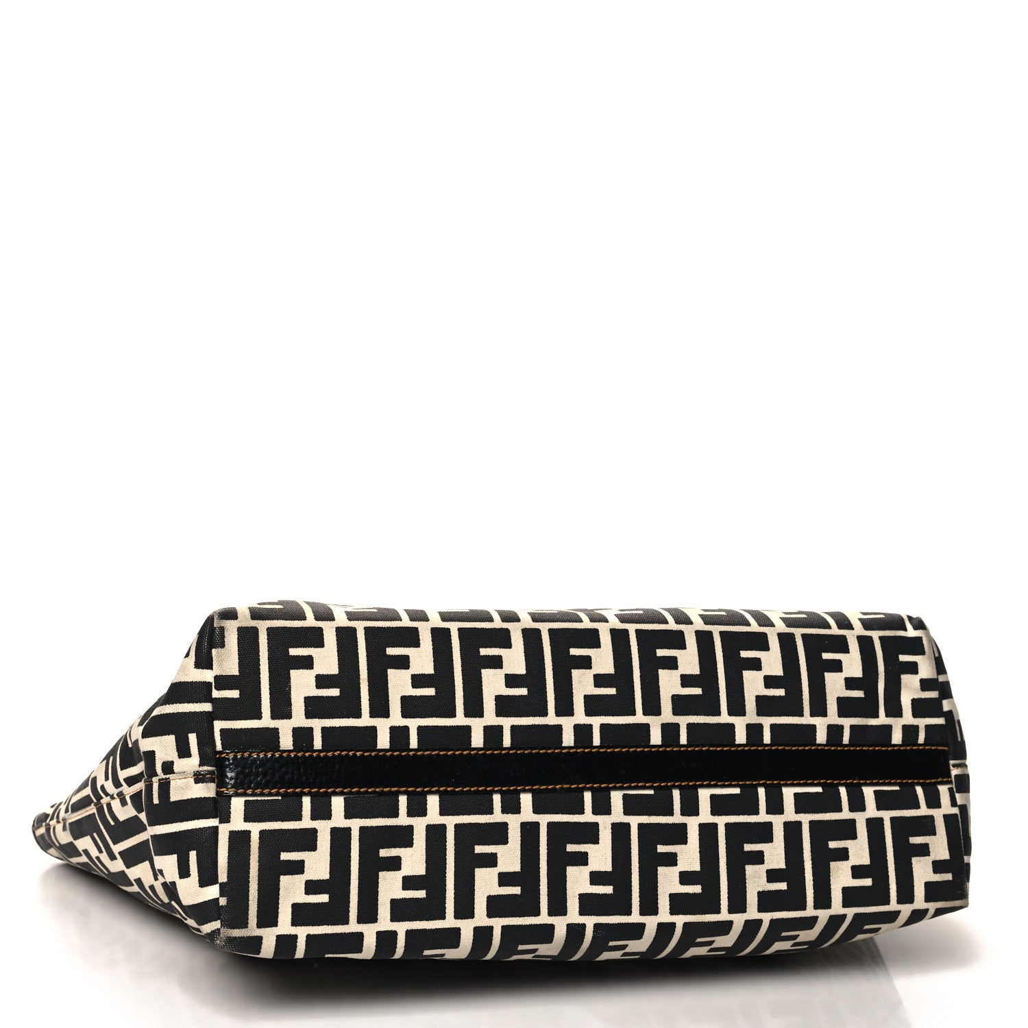 Fendi Canvas FF Roll Tote Black White 4 of 15