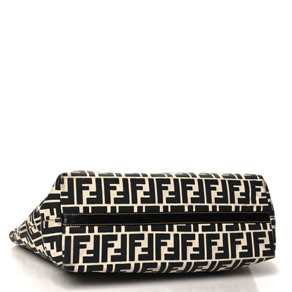 Fendi Canvas FF Roll Tote Black White 4 of 15