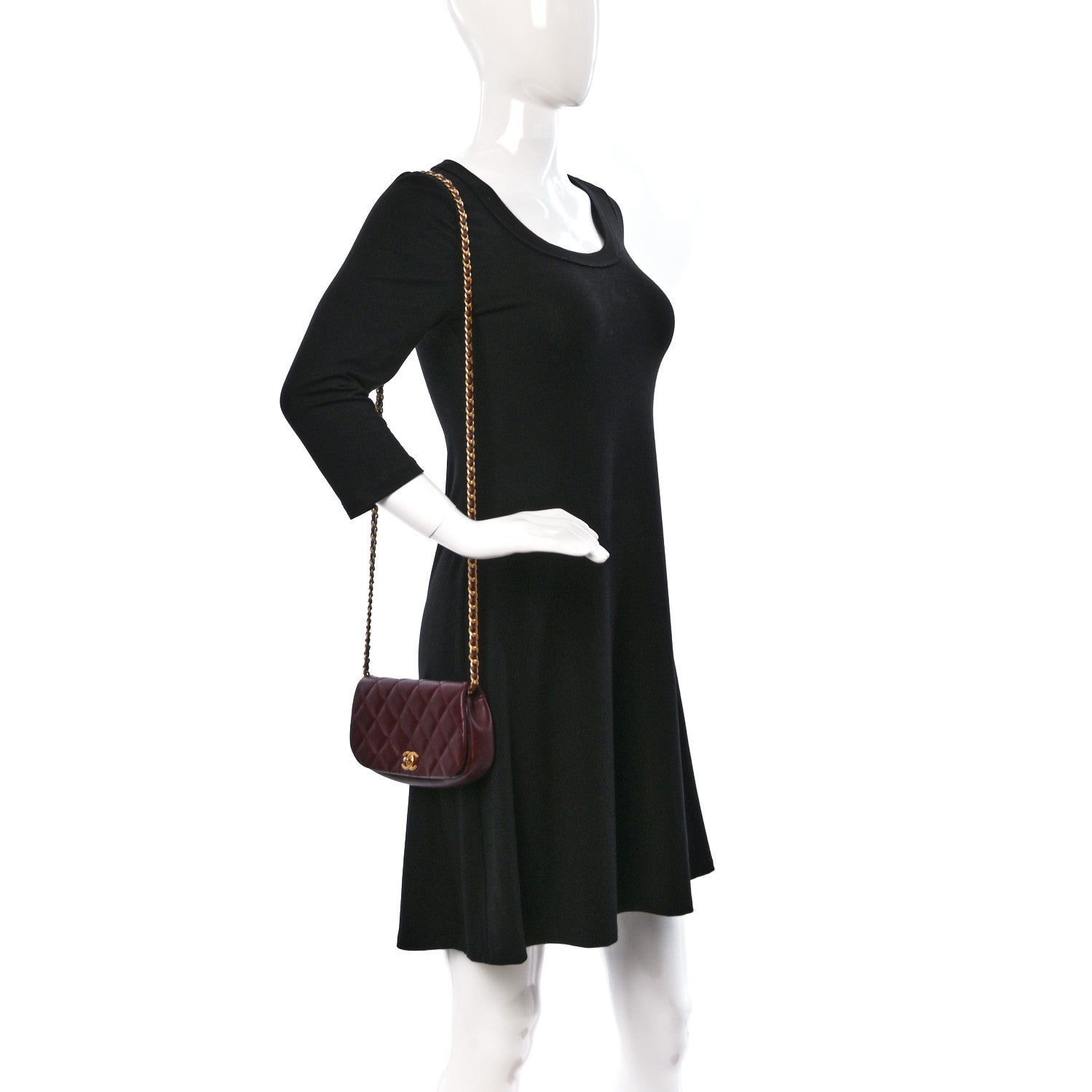 Chanel Calfskin Quilted Coco Mail Clutch With Chain Burgundy 2 of 10