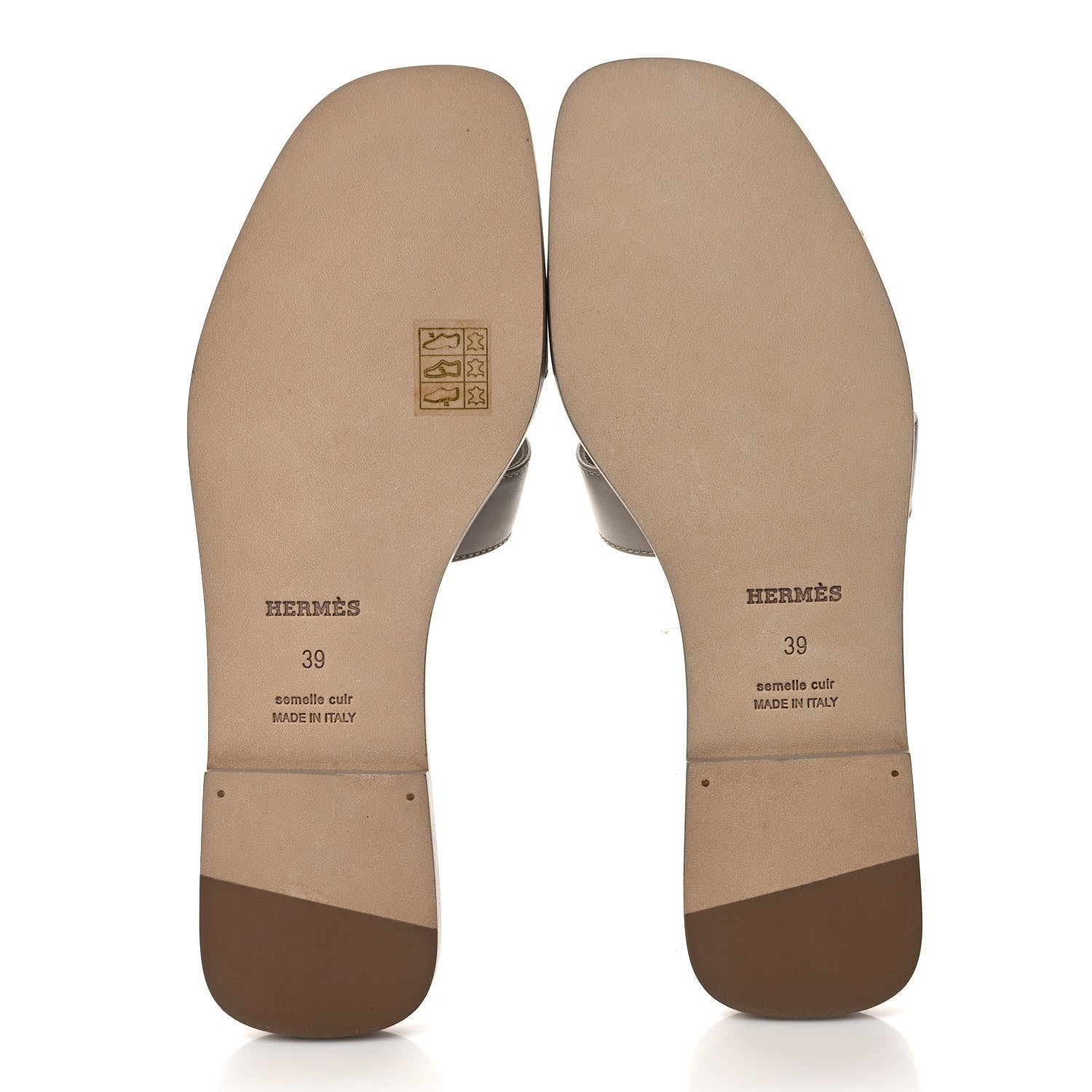 Hermes Box Calfskin Oran Sandals 39 Beige Mastic 5 of 9