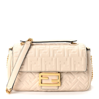 Fendi Nappa Small FF Embossed Midi Chain Baguette Camelia 1 of 10