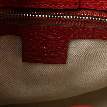 Gucci Shangai Calfskin Blooms Print Medium Bamboo Shopper Tote Red Multicolor 6 of 10