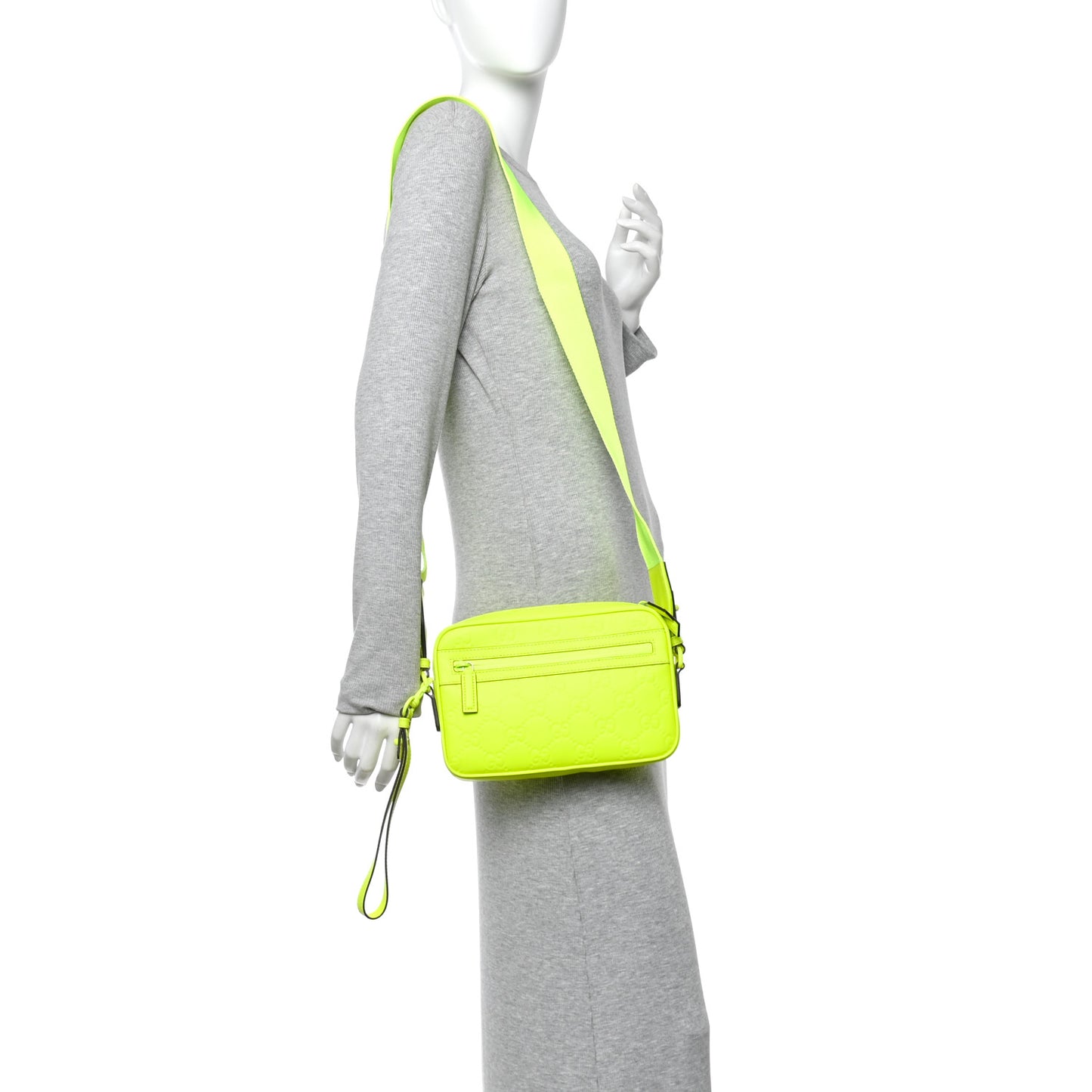 Rubber Effect Monogram GG Crossbody Bag Fluorescent Yellow