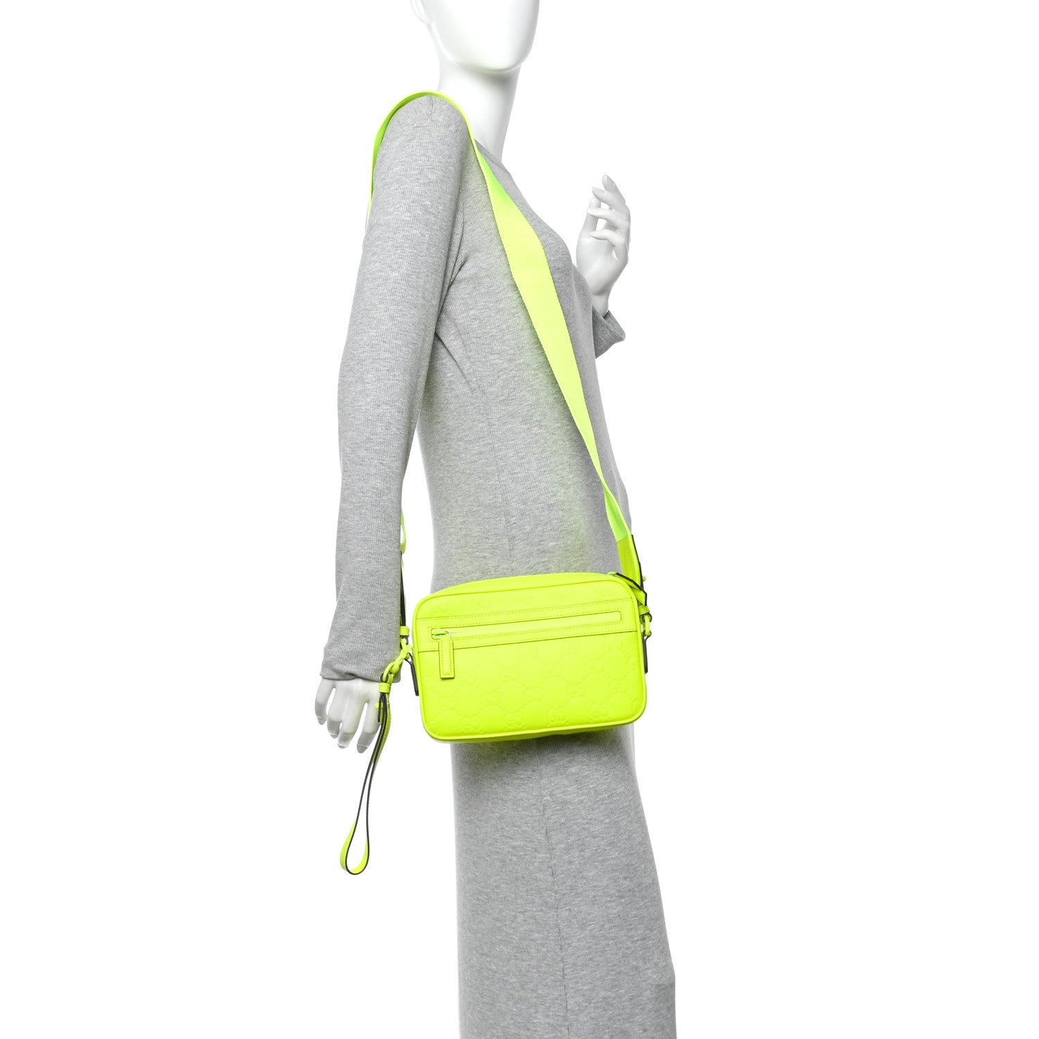 Gucci Rubber Effect Monogram GG Crossbody Bag Fluorescent Yellow 2 of 10