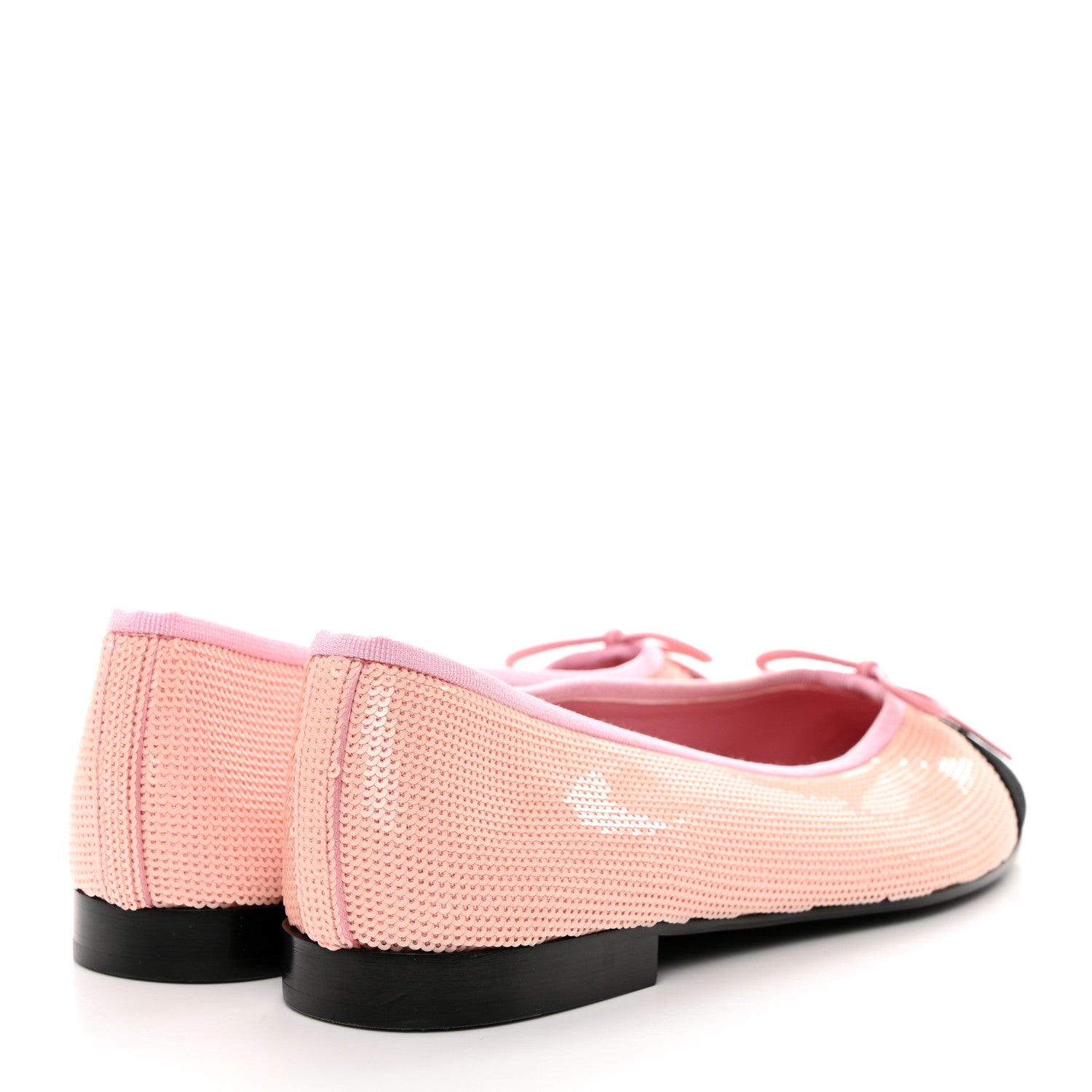 Chanel Sequin Grosgrain Cap Toe Ballerina Flats 38.5 Pink Black 4 of 8