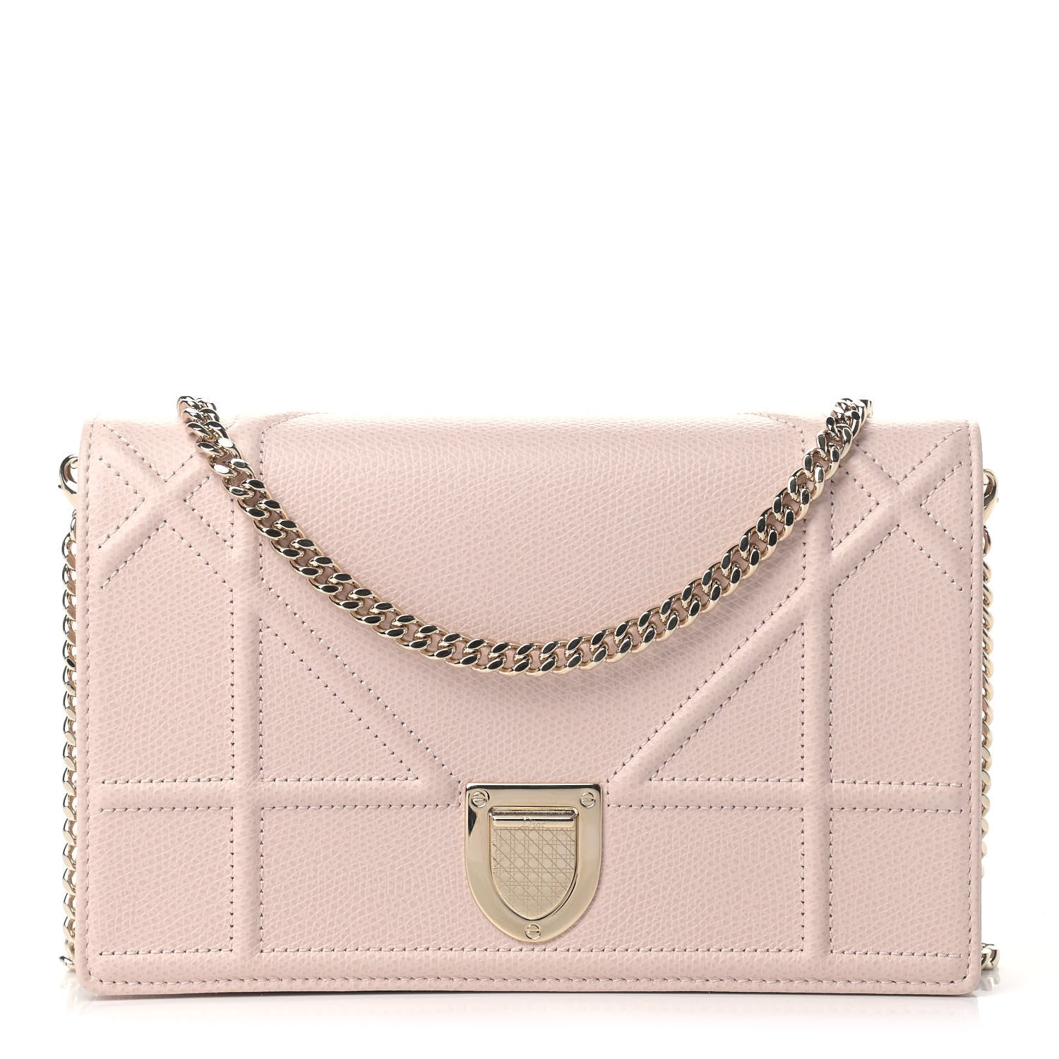 Christian Dior Grained Calfskin Diorama Wallet on Chain Pouch Rose Poudre 1 of 11