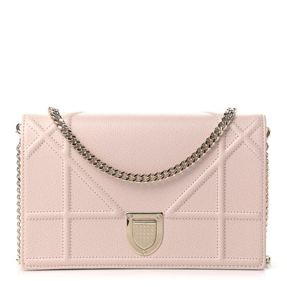 Christian Dior Grained Calfskin Diorama Wallet on Chain Pouch Rose Poudre 1 of 11