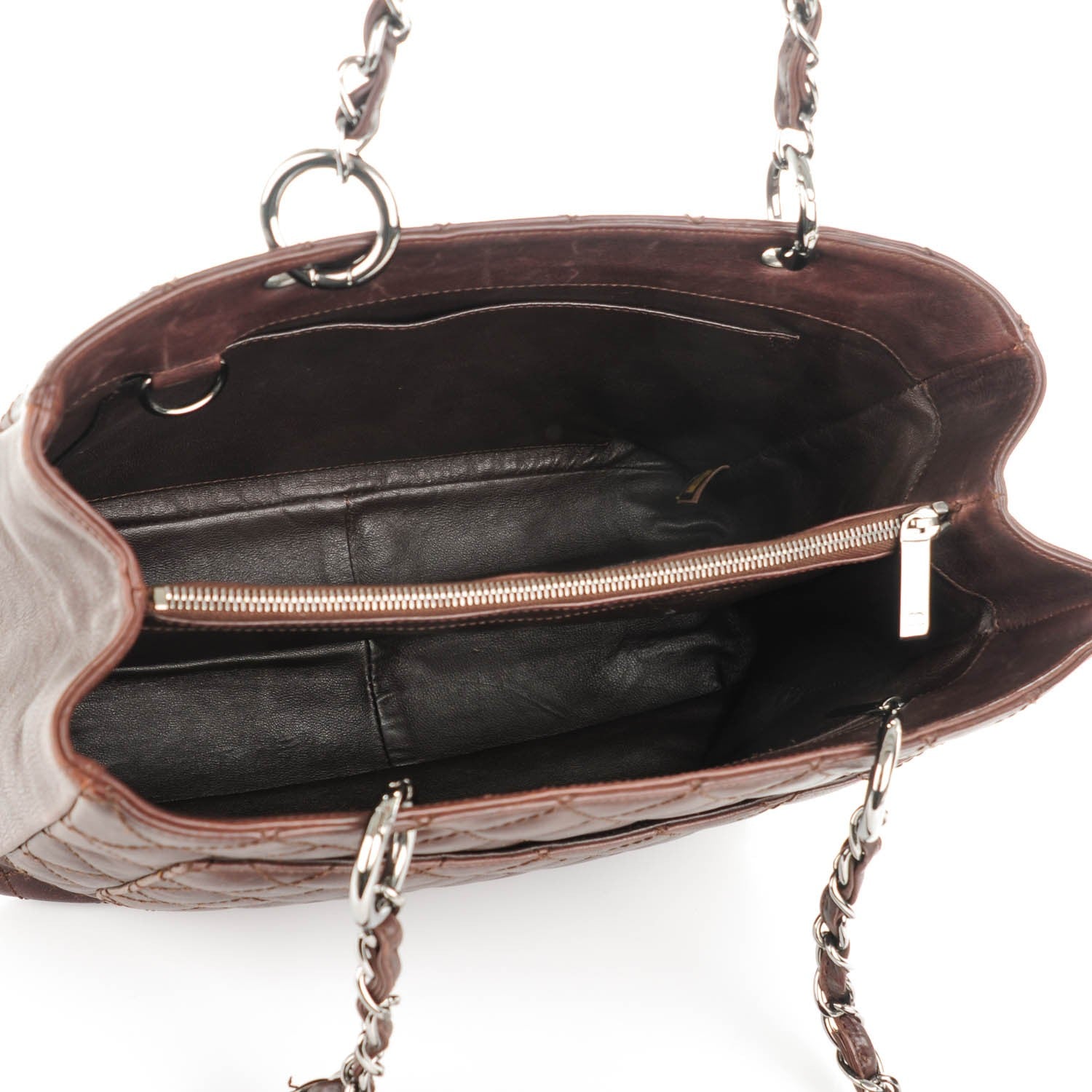 Chanel Calfskin Quilted Grand Shopping Tote GST Dark Brown 5 of 7