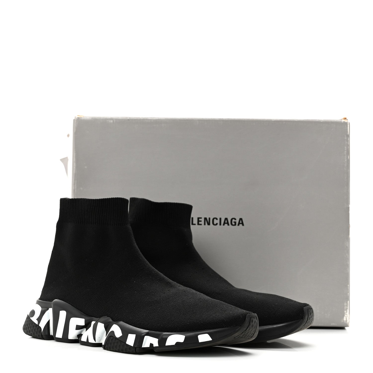 Balenciaga Neoprene Knit Mens Speed Graffiti Sneakers 43 Black White 10 of 10