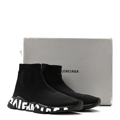 Balenciaga Neoprene Knit Mens Speed Graffiti Sneakers 43 Black White 10 of 10
