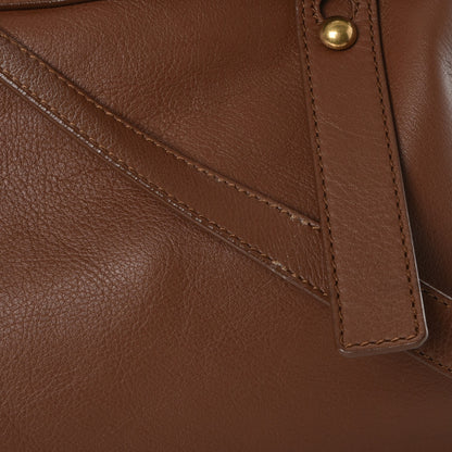 Saint Laurent Calfskin Canvas Medium Muse Two Brown 9 of 14