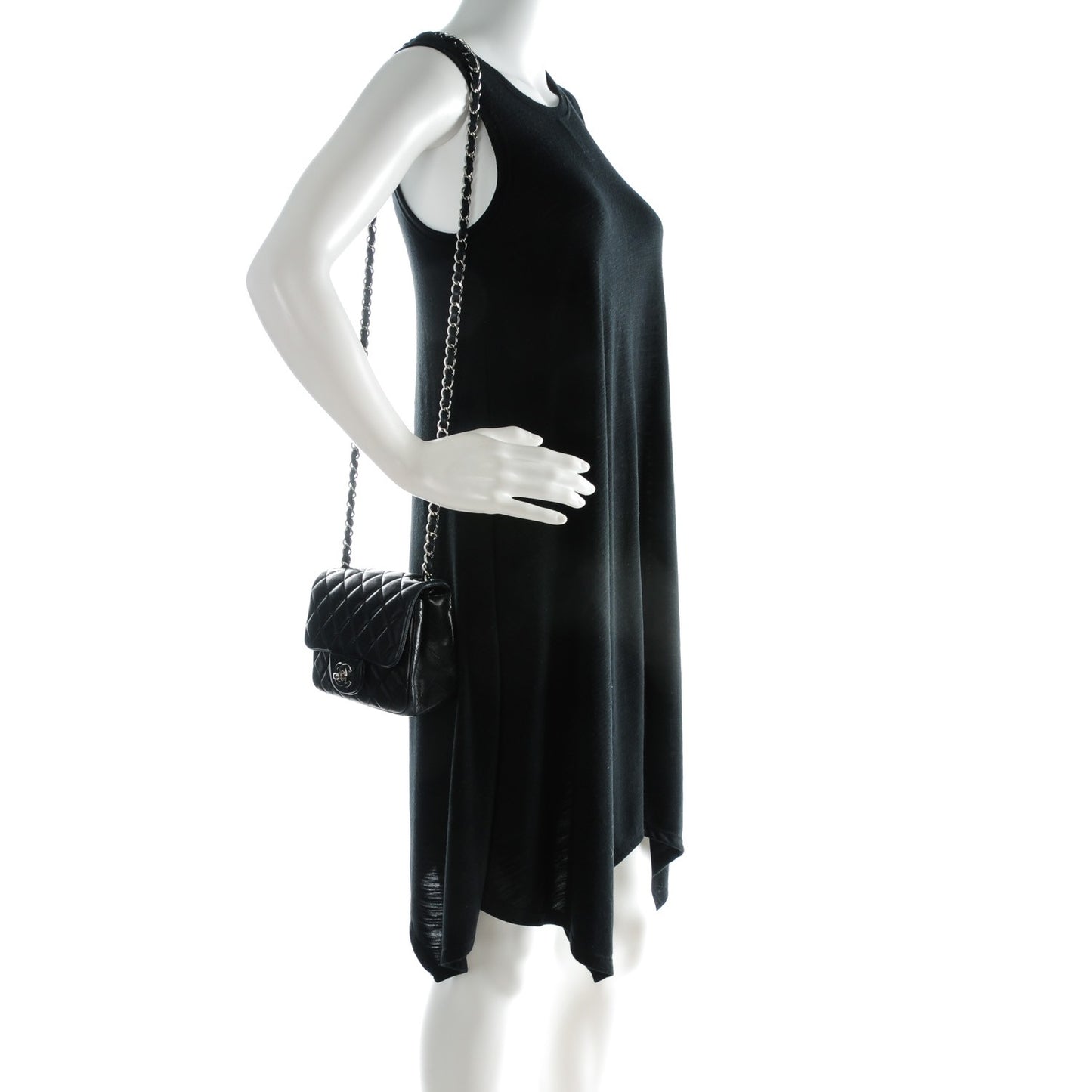 Lambskin Quilted Mini Square Flap Black