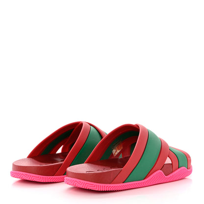 Gucci Rubber Web Womens Criss Cross Slide Sandals 38 Coral New Shamarock 4 of 8