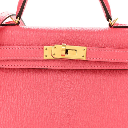 Hermes Chevre Mysore Mini Kelly Sellier 20 Rose Lipstick 8 of 11