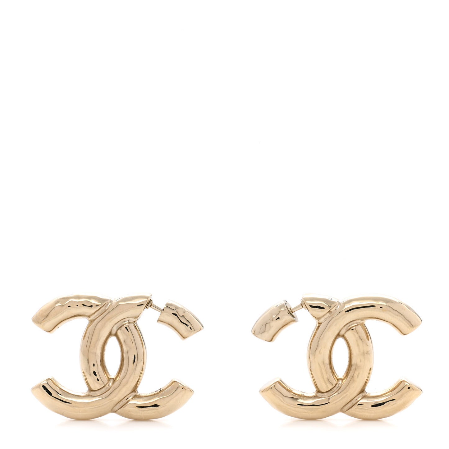 Metal Large CC Earrings Light Gold