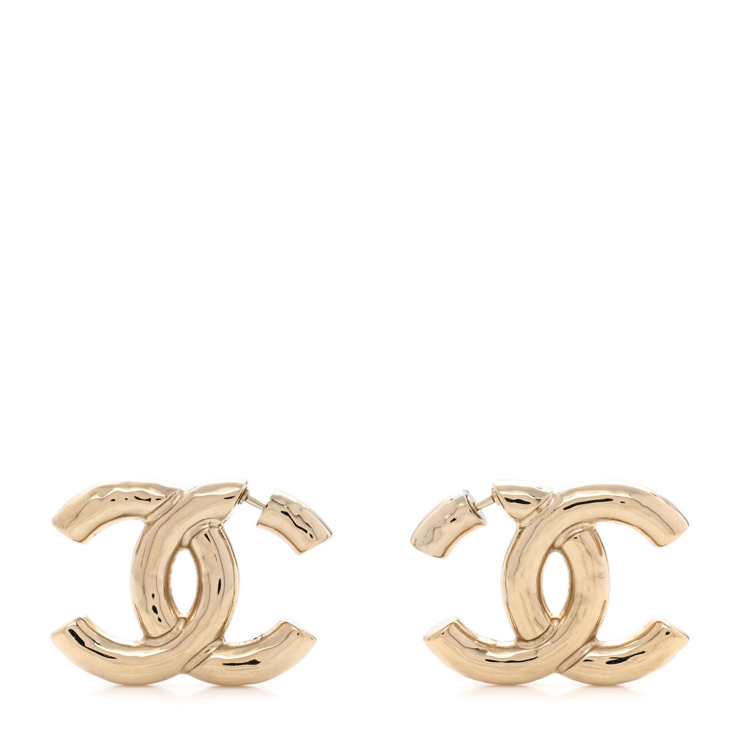 Chanel Metal Large CC Earrings Light Gold 1 of 6