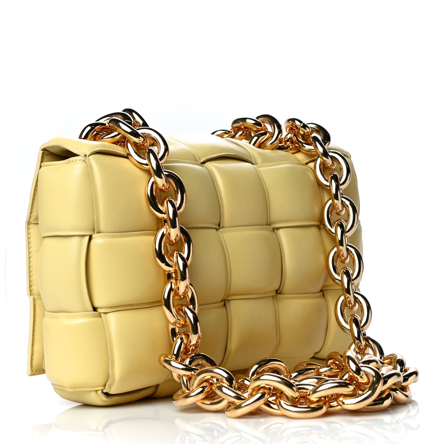 Lambskin Maxi Intreccio Padded Chain Cassette Crossbody Bag Butter