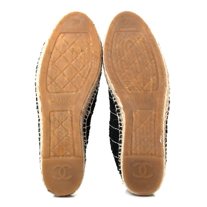 Chanel Tweed Patent CC Espadrilles 39 Black White 4 of 4