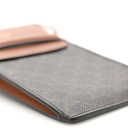 Celine Triomphe Canvas Lambskin Phone Pouch With Flap Tan 10 of 11