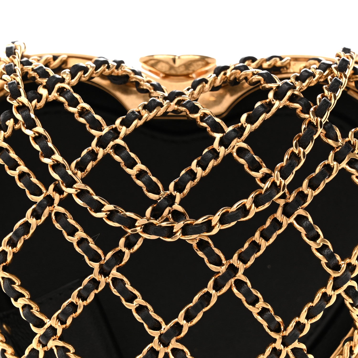 Chanel Metal Lambskin Quilted CC Heart Minaudiere Crossbody Black 9 of 12