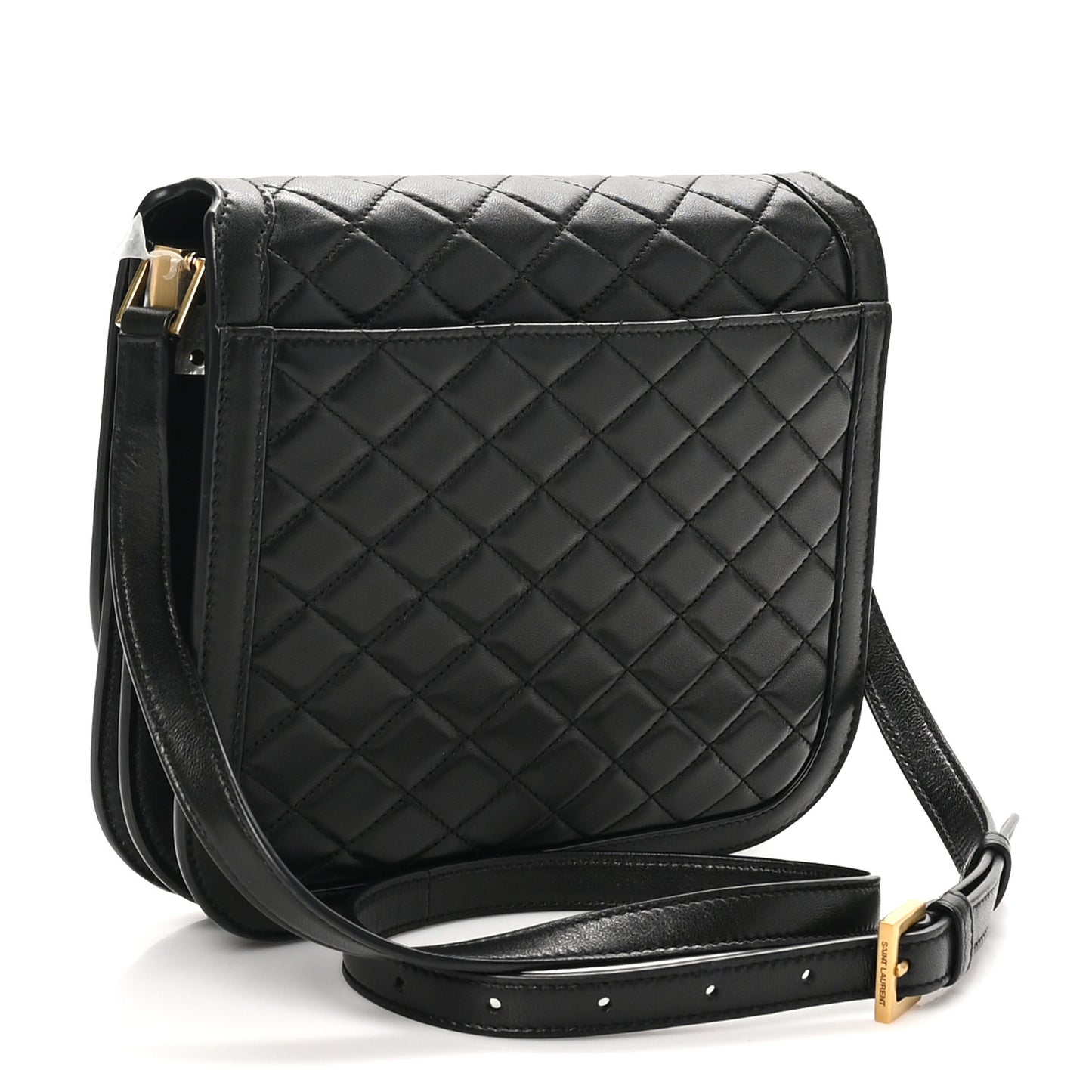 Lambskin Quilted Monogram Medium Solferino Satchel Black