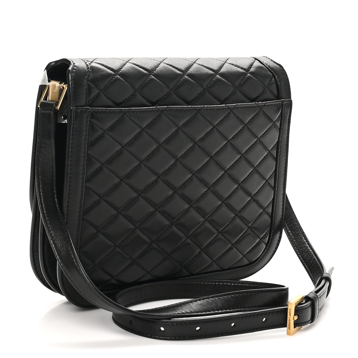 Saint Laurent Lambskin Quilted Monogram Medium Solferino Satchel Black 3 of 12