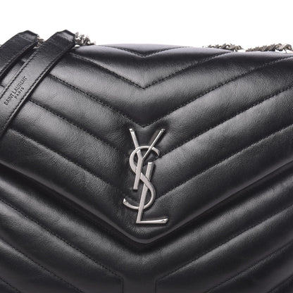 Saint Laurent Calfskin Y Quilted Monogram Medium Loulou Chain Satchel Black 9 of 13