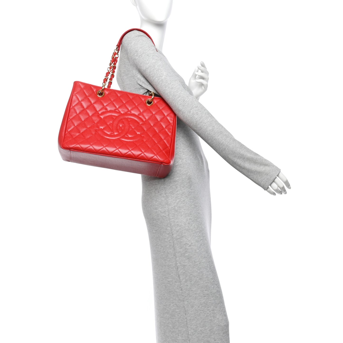 Caviar Quilted Grand Shopping Tote GST Red