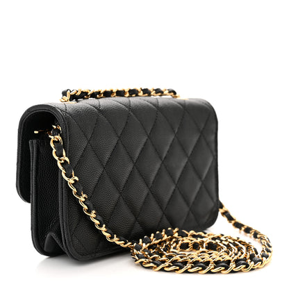 Chanel Caviar Quilted Enamel Coco Casino Flap Phone Holder With Chain Black 3 of 12